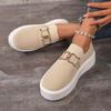 Large size single shoes women's spring and autumn new thick-soled shallow-mouth knitted mesh chain outer wear casual flying shoes