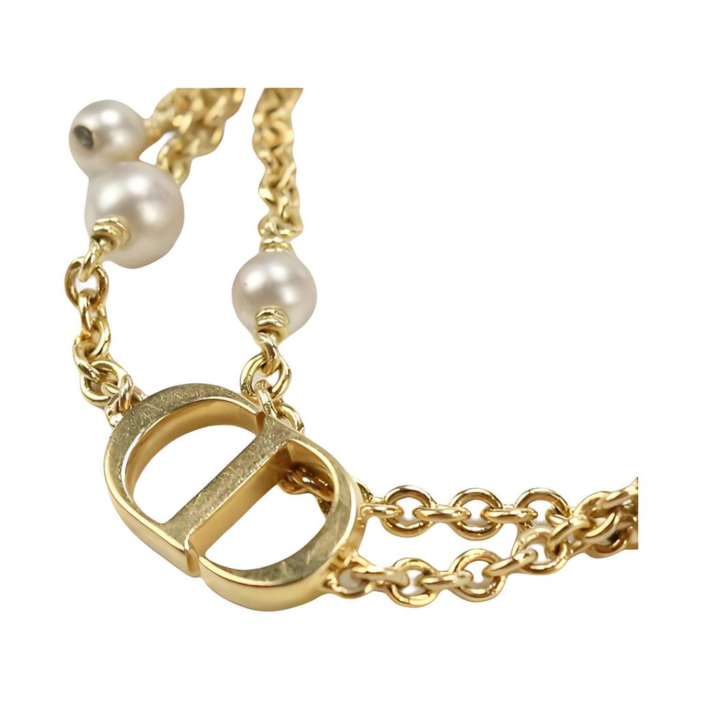 Dior Logo Detail Metal Resin Pearl Bracelet Women Bracelets Gold B2068WOMRS301