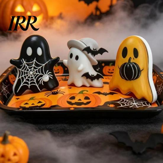 Store Holiday Display Decor 3Pcs Halloween Decoration, Resin Micro Landscape Miniature Figurines, Cute Ghost Spooky Home Pumpkin Fairy Garden Ornament