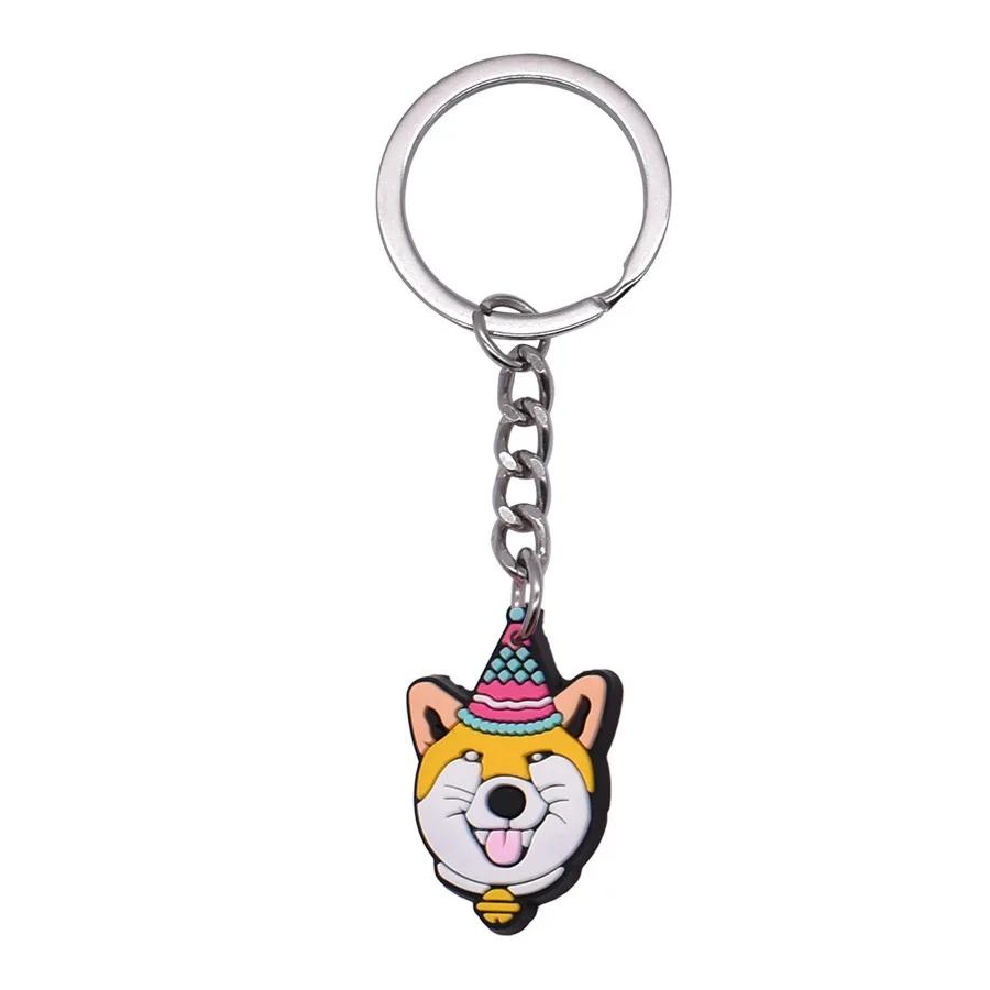 New Arrival Adorable Pet Dogs PVC Soft Keychains Bag Hanging Pendant Car Keyrings Animals Key Chains Accessories Wholesale Gift