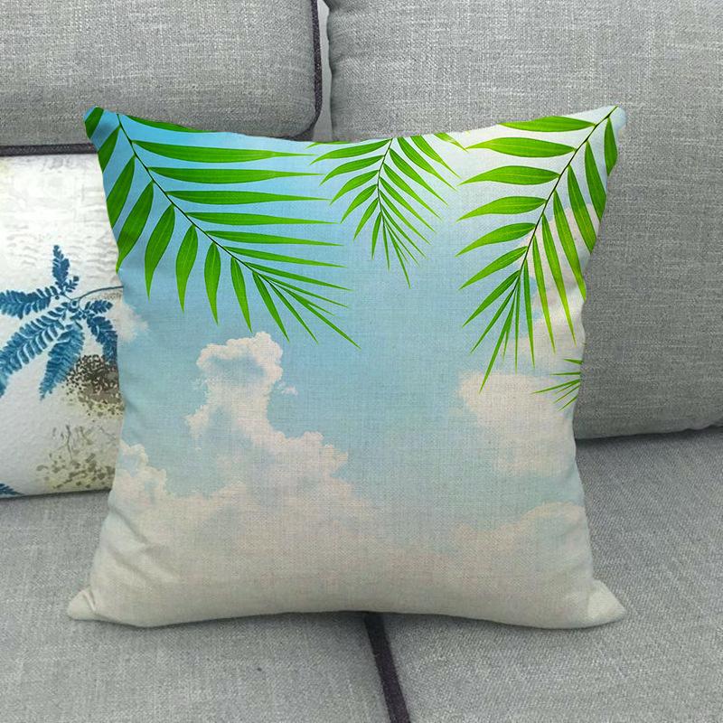 Palm Tree Leaves, Turtle-Back Bamboo Plant Digital Printing Short Plush Pillow Covers For Sofa Office Cushion Cover Home Goods