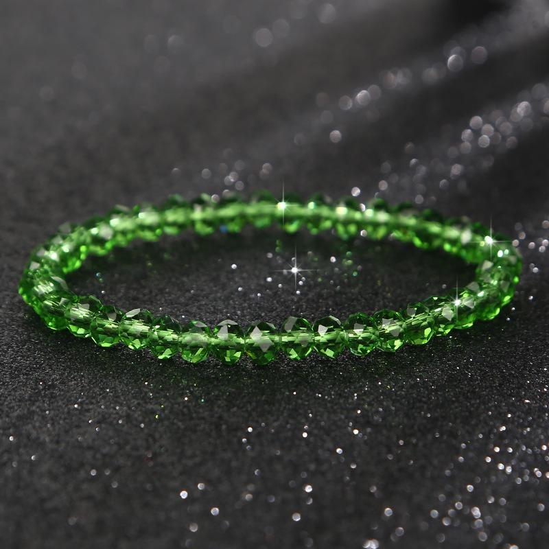 Square imitation crystal chain bead bracelet Bohemian style glass crystal bracelet Simple and sweet bracelet jewelry