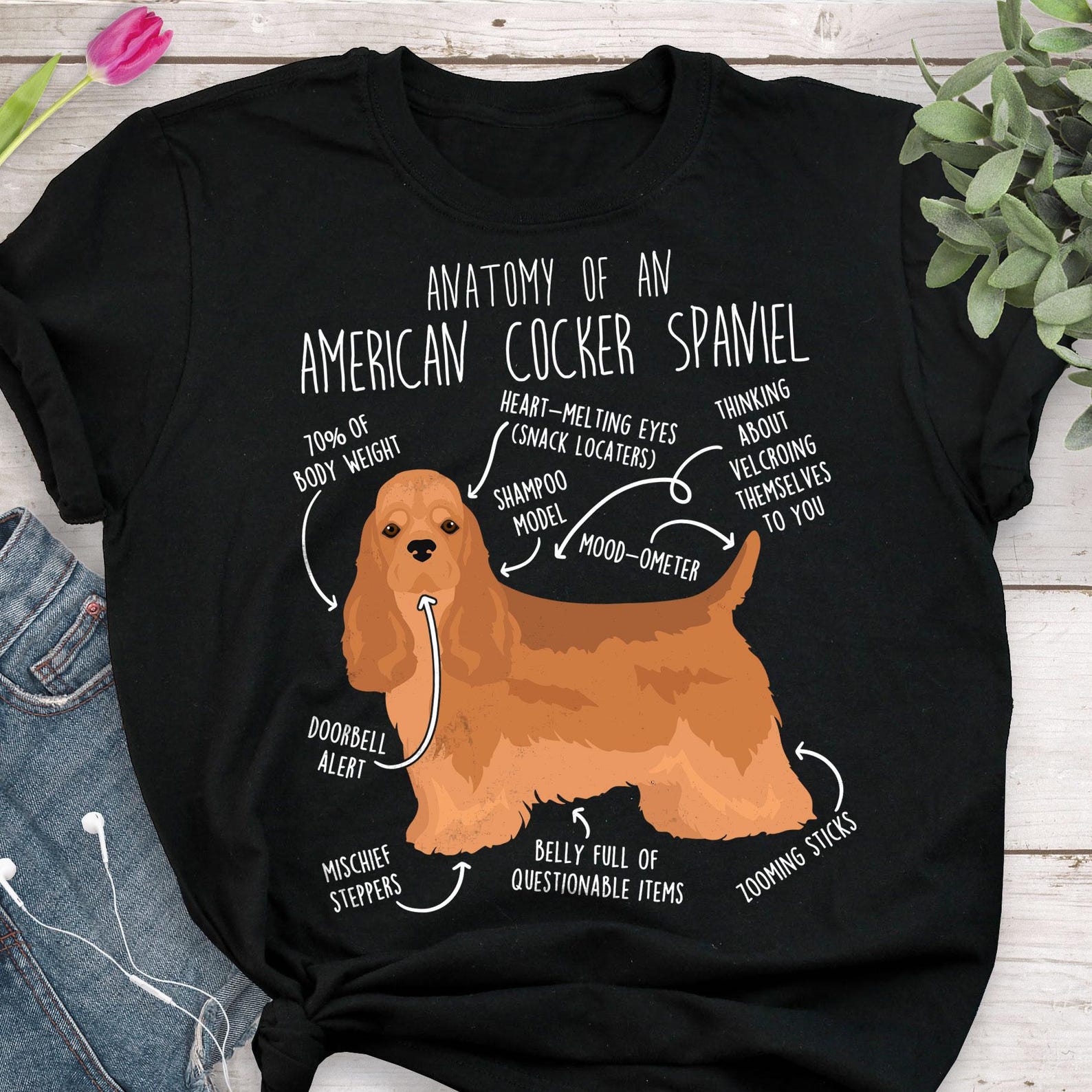 American Cocker Spaniel Shirt, , , Cute Red Cocker Spaniel T-shirt, Funny Dog Lover Gift, Pet Tee, Dog Mom, Dog Dad 110