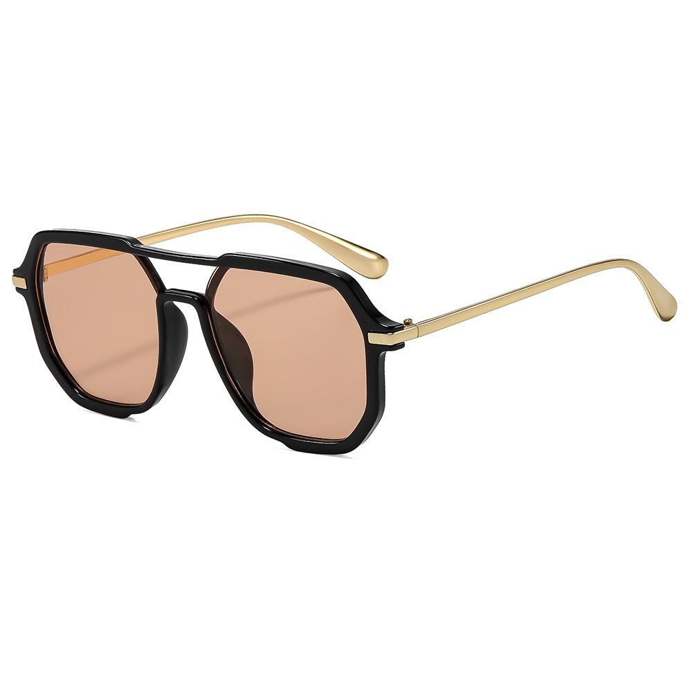 2026 New Double Bridge Square Sunglasses - Fashionable Retro Pilot Style for Holiday and Driving Sun Protection