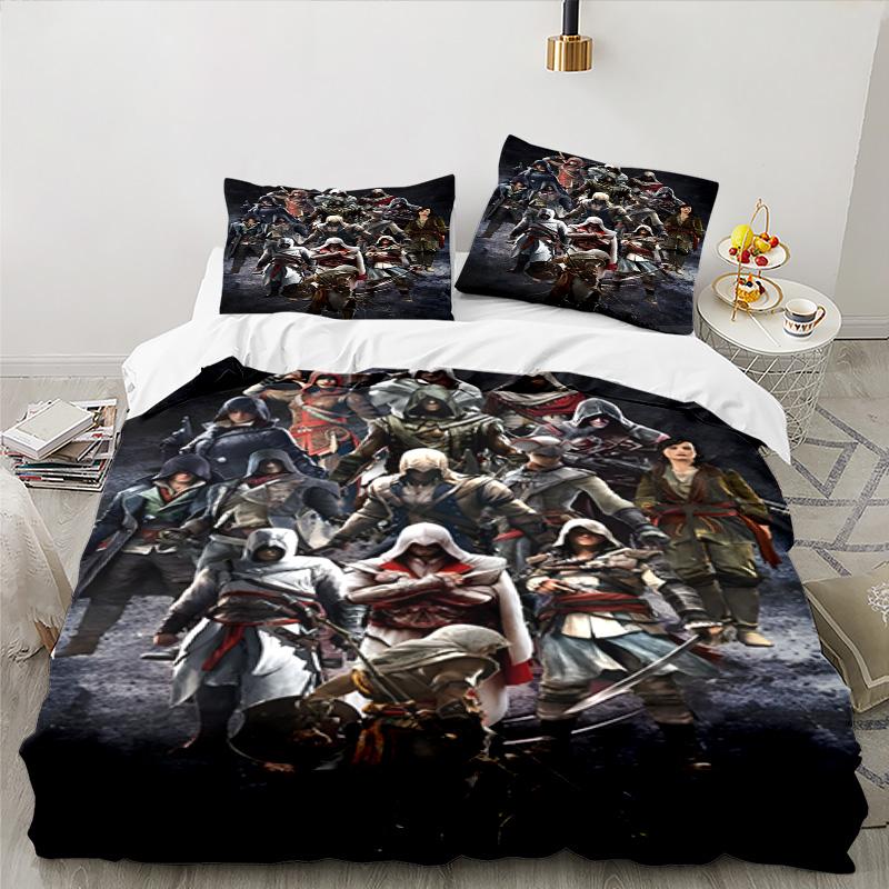 3PCS Game Creed Bedding Set Printed Duvet Cover Closure Includes 1 Duvet Cover & 2 Pillowcases for All Seasons Bedroom Decor