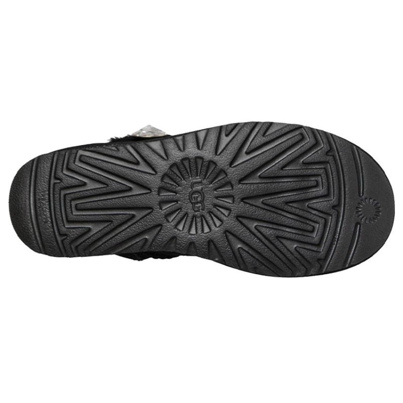 UGG Mini Bailey Button Bling Fleece Lined 'Black White' Women's Sneakers 1016554-BLK