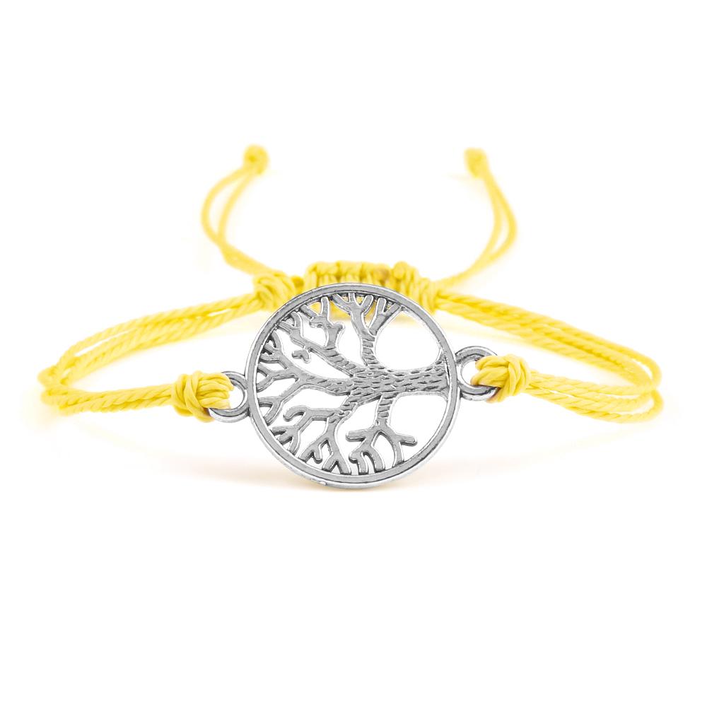 26Colors Wax Thread Braided Bracelets Charm Silver- Tree of Life String Bracelet Adjustable Bangles Friendship Gift Jewelry