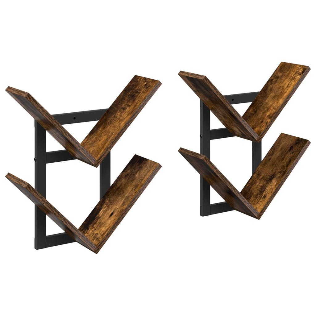 Wall Shelf 2 pcs Smoked Oak 43 x 15 x 47 cm Engineered Wood