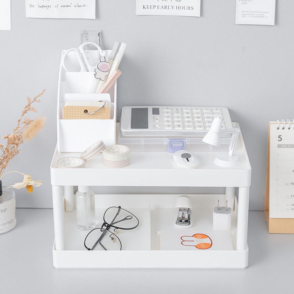 Doppelschichtiges Desktop-Aufbewahrungsregal Modern Große Kapazität Büro-Aufbewahrungsregal für Make-up und D