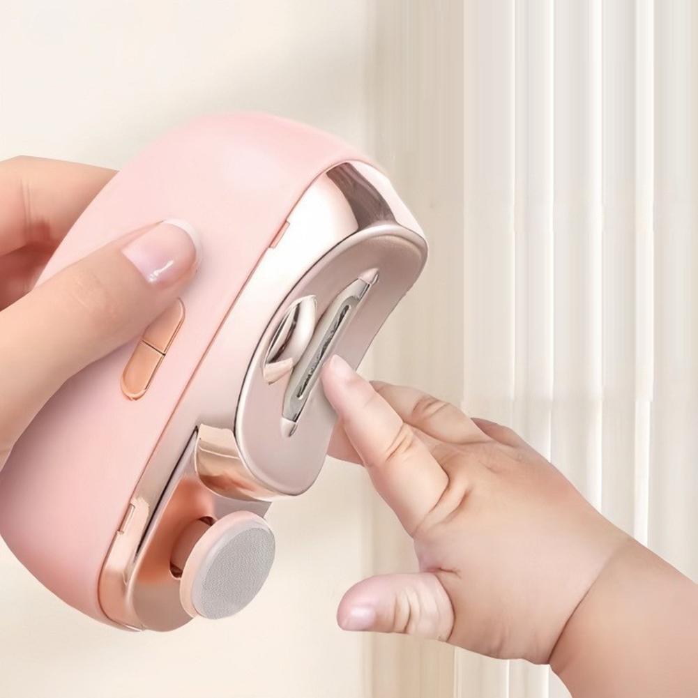 2-in-1 Automatic Nail Clipper Trimmer with LED Light Portable Nail Polishing Grinder USB Rechargeable for Babies Children Adults