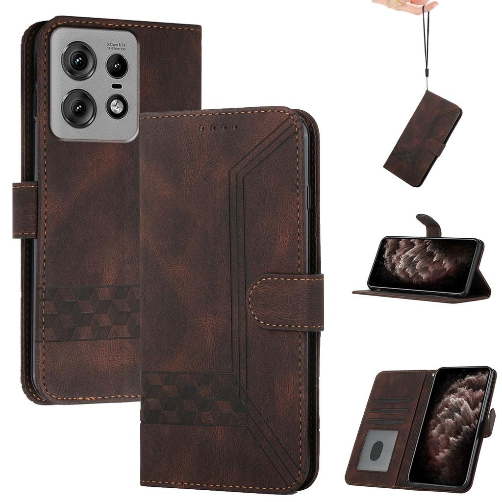 YX0010 Series for Motorola Edge 50 Pro 5G Case Leather Phone Cover Rhombus Lines Imprint