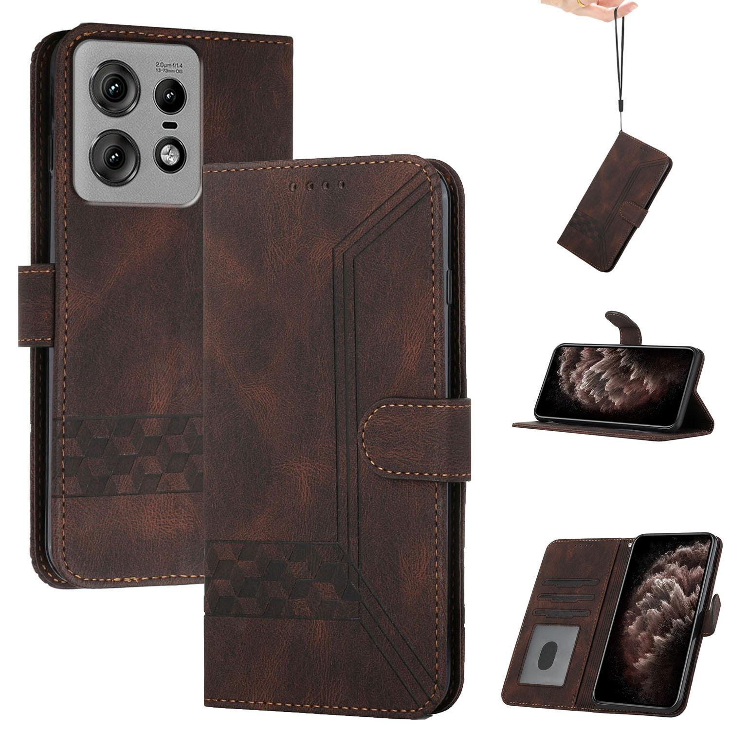 

YX0010 Series for Motorola Edge 50 Pro 5G Case Leather Phone Cover Rhombus Lines Imprint C