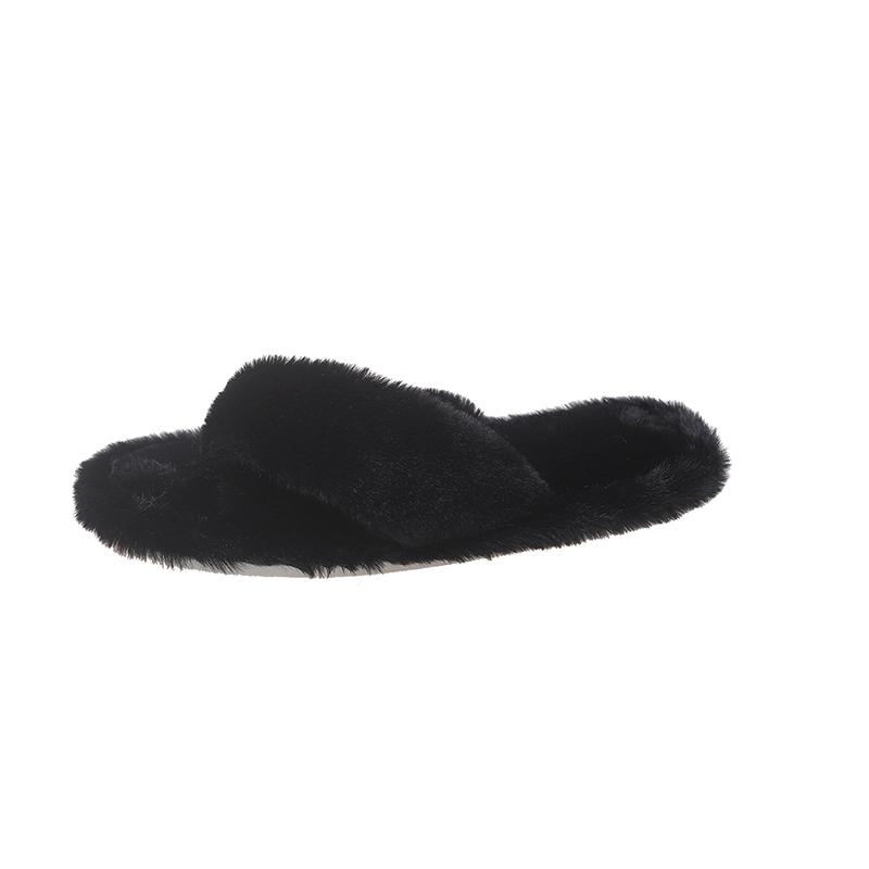 Fashion 2025 New Women’s Fur Slippers Indoor Furry Fuzzy Open Toe Shoes Home Cozy Warm Slides Double Straps Slipper Soft Sole Non Slip