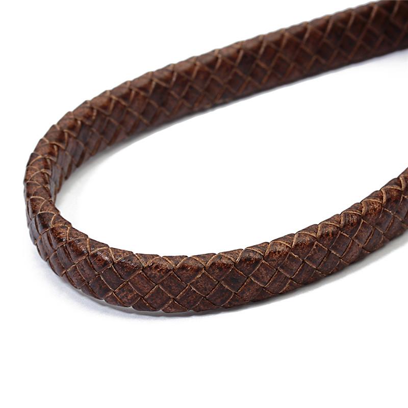 

1yard/lot Width 10mm 12mm Braided Real Leather Cord Bracelet Findings Flat Leather Rope Thread For DIY Jewelry Making Wholesale 10mm коричневый