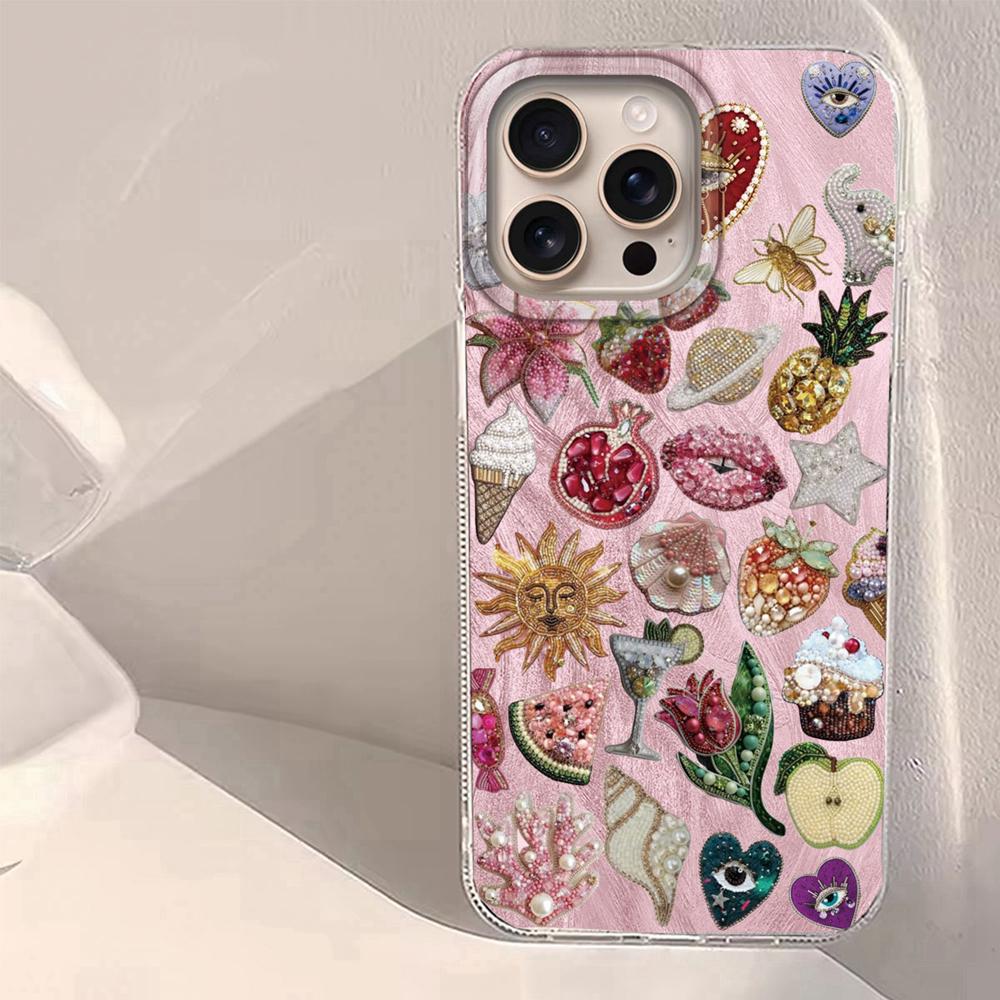Retro Style Pink Face Sun Stars Women Girls Phone Case for iphone 16 15 14 7 8 Plus 13 11 12 Pro Max X XS XR SE 2022 Back Cover