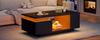 100*50*36cm Coffee Table with Drawer, LED Side Table, Living Room Table with Four Side Storage Compartments and a Cut-Out Design In the Middle. Black