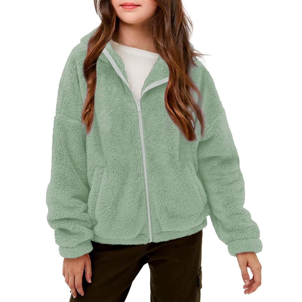 Kids' Fashion Fleece-Lined Thickened Hooded Oversized Sweatshirt Warm Casual Jacket For Fall/Winter