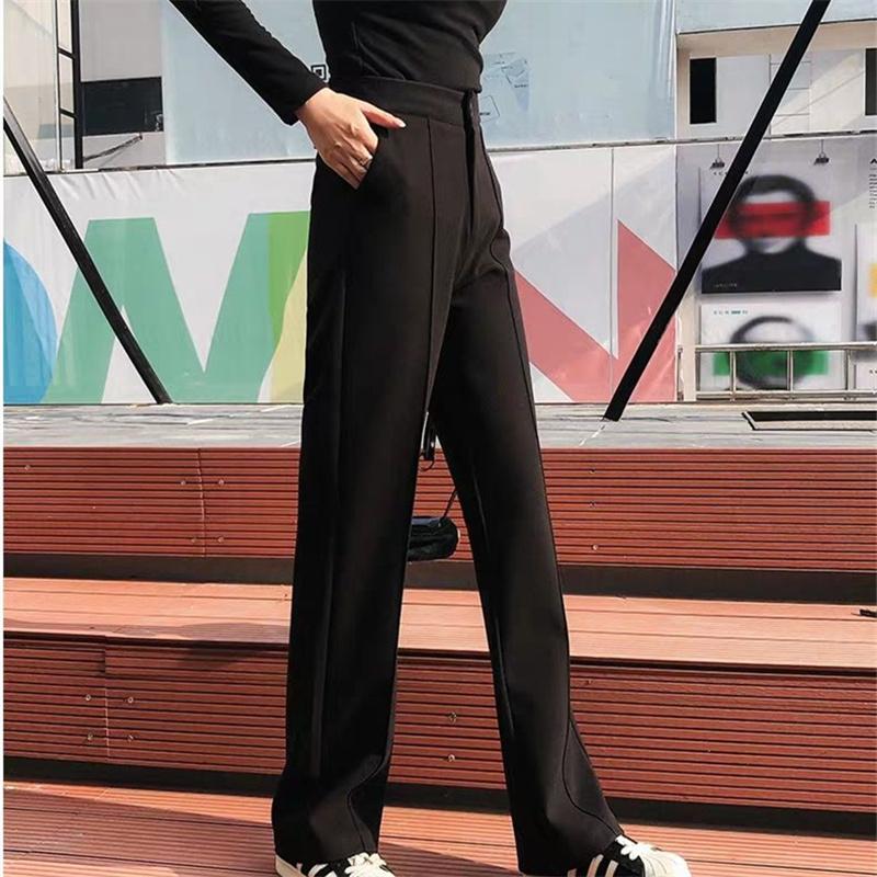 2022 Autumn Winter Womens Harajuku Fashion Thicking Warm Woolen Pants Female CasualStraight Trousers Ladies Loose Wide Leg Pants
