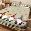 3-teiliges Weihnachtswichtel-Druck Spannbettlaken-Set in mehreren Größen, bequeme Bettdecke, Schlafzimmer-Bettwäsche-Dekoration, maschinenwaschbar