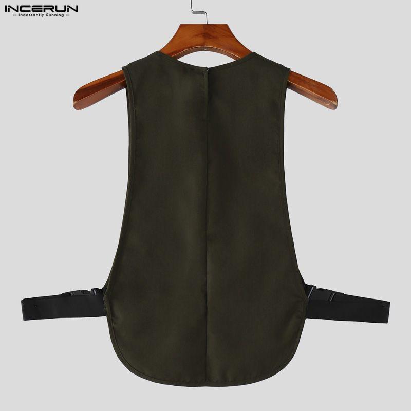 INCERUN Men Summer Sleeveless Big Cutout Casual Loose Tank Tops Outdoor Waistcoats