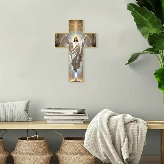 Jesus Kristus Veggdekorasjon 2D Flat Akryl Frelser Veggkunst Hjemmekontor Stue Soverom Veggoppheng Kristent Religiøst Ornament