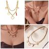 Qiong Yao 5A Zirconia Clover Heart Double Layer 18K Gold-Plated Necklace