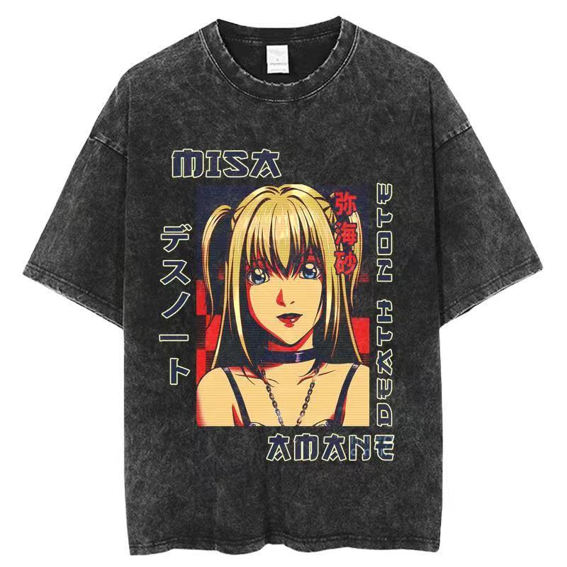 Chainsaw Man Washed Cotton Men Women Vintage Japan Anime Oversize Shirt Streetwear Short Sleeve Shirt Loose Cotton Tops