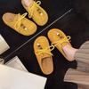 Autumn Retro Bag Head Solid Color Half Slippers Women's New One-pedal Lazy Shoes Women's Platform Slippers