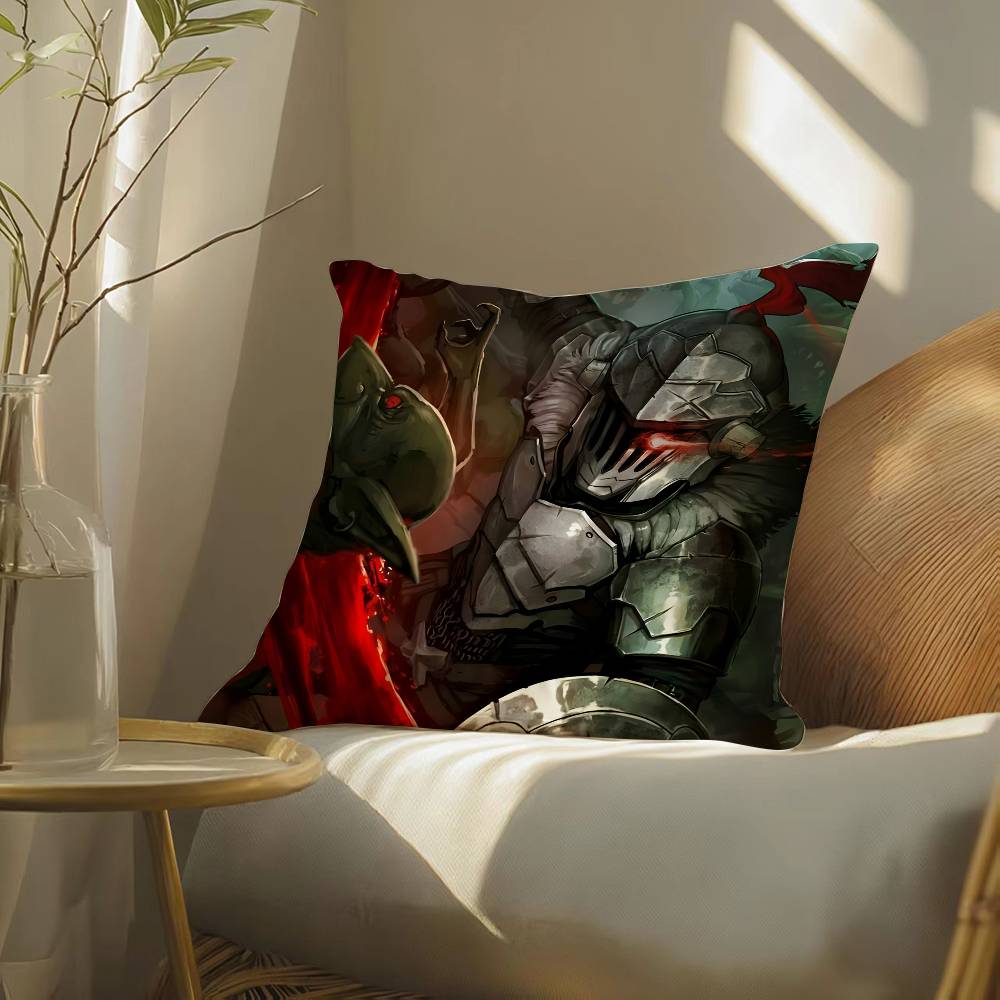 Handsome Anime Goblin Slayer-Cartoon Pillow Case Silky Elegant Comfort Sofa Bed  Invisible Zipper Beach Pillowcase