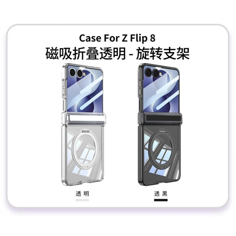 Transparent Shockproof Silicone Case With Rotating Kickstand Galaxy Z Flip 8 Full Coverage Foldable Phone Cover