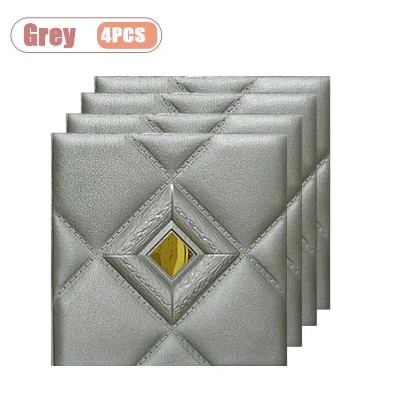 

4 шт. 30x30 см 3D Мягкая наклейка на стену Самоклеящаяся панель обоев для спальни, гостиной, DIY Домашний фон, украшение стены Other