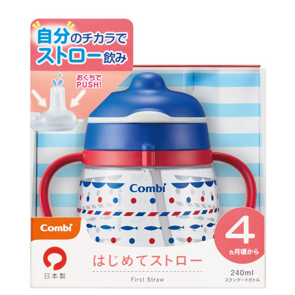 

Combi Rakumug First Straw Marine Blue 240ml (x 1) синий