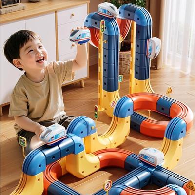 Puzzle Electromagnetic Track Building Block Set Toy Anti Gravity Vehicle Railway Subway Car Montessori Children Christmas Gift