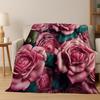 Nordic Luxury Rose Colorful Flower Flannel Blanket Soft Warm Blanket for Bedroom Room Living Room Bed Travel Camping Picnic Gift