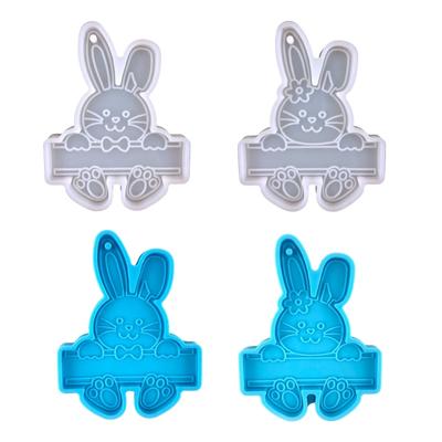 Coniglietto di Pasqua fai da te per ciondolo portachiavi Stampo decorativo in silicone Ciondoli Serie Giorno di Pasqua Stampo per colata di resina per decorazione domestica