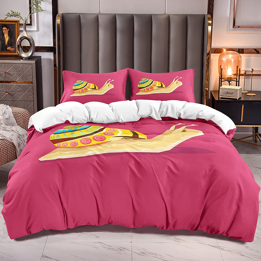 Cartoon Snail Duvet Cover King Queen Size Colorful Animals Bedding Set for Kids Teens Adults Wild Reptile Polyester Quilt Cover