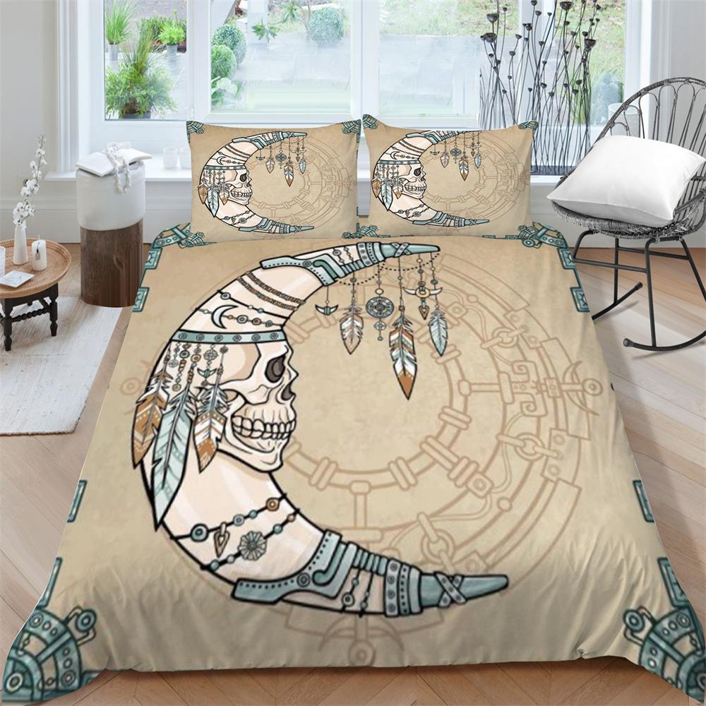 Schädel-Bettwäsche-Set, Tröster, Bettbezug, weiches Bett, Anzug, Zuhause, Schlafzimmer, Kleidung, Textilien, dreiteiliger Polyester-Bettbezug