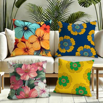 Fashion Chinese Flower Cushion Cover Silky Short Plush Invisible Zipper Dustproof Sofa Pillow Case for Home Decor