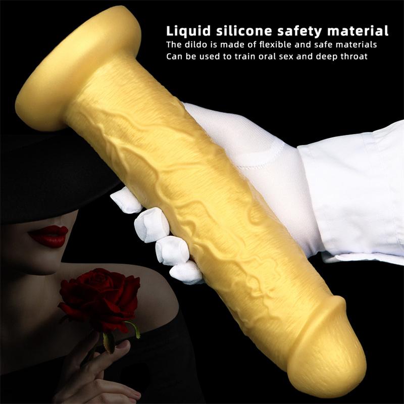 Silicone Eggless Oversized Dildo Oversized Thick and Extra Long Golden Giant Simulated Dildo Stallion Anal Plug