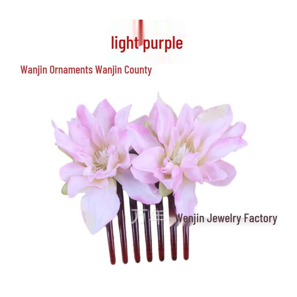 Retro Bridal Flower Hair Comb - Wedding Headdress, Updo Hairpin, Hanfu Accessories, Multiple Colors Available