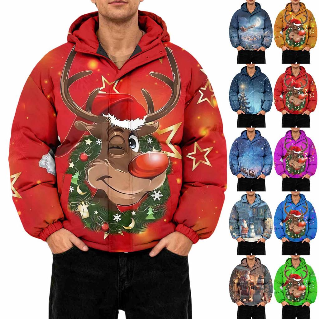 Men's Oversized Casual Down Jacket With Long Sleeves And Hood