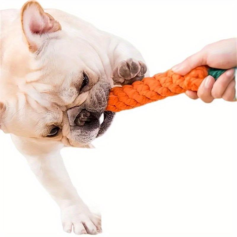 1pc Dog Toy Rope Ball Interactive Durable Carrot-Shaped Dog Toy with Tassel- Tear Resistant of War Chew Toy for Medium Dogs