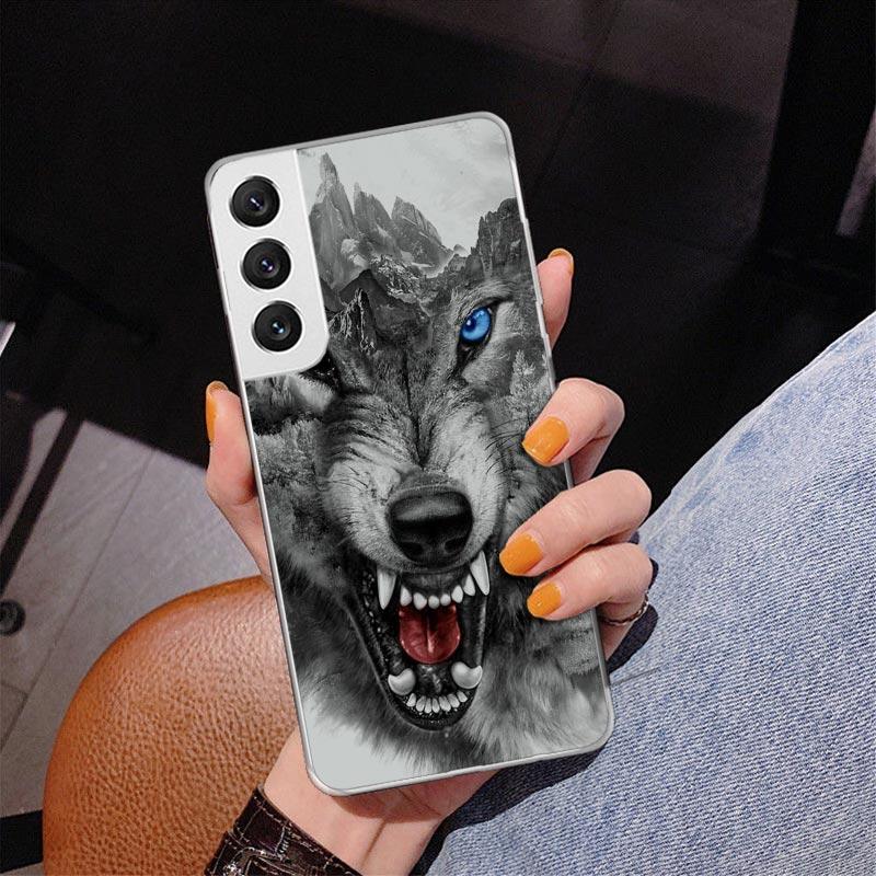 Angry Animal Wolf Fierce Phone Case For Samsung Galaxy S24 S25 Edge S26 Ultra S23 S22 S21 Plus S20 FE + Personalized Print Cover