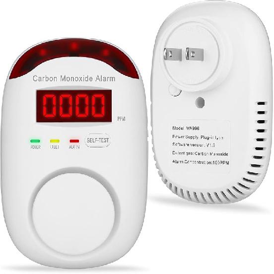 2 Pack Combination Gas & Carbon Monoxide Detectors - Plug in CO Alarm & Natural Gas Detector with Digital Display, CO Detector & Combustible Gas 1 PACK CO