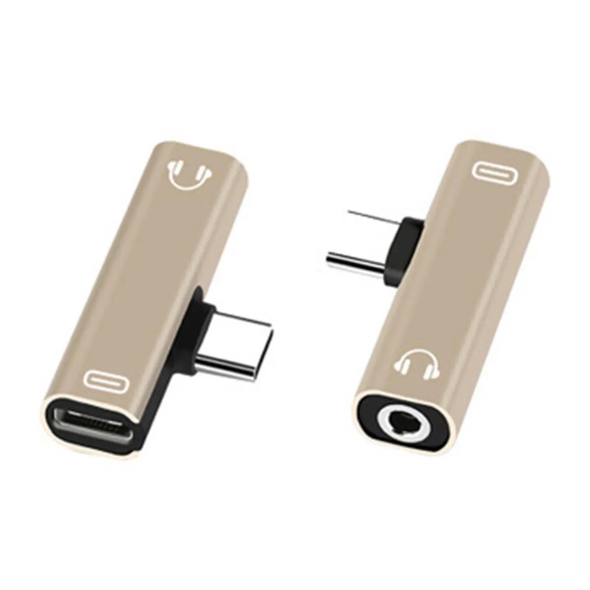 

Кабель-переходник 2 в 1 Type C на разъем 3,5 мм для наушников и зарядки, аудиоконвертер для Samsung Xiaomi Nokia Huawei HTC, планшетный OTG-адаптер золотой