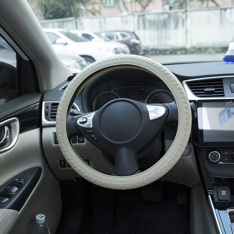 Soft Silicone Steering Wheel Cover Wear-resistant Tire Pattern Car Accessories Auto Protective Decoration Steering Wheel Cover