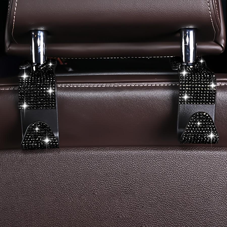 1pcs Black Rhinestone-Studded Hidden Car Seat Hooks Adjustable Ergonomic Design Car Interior Accessories for Organizing Keys, Bags, Hats