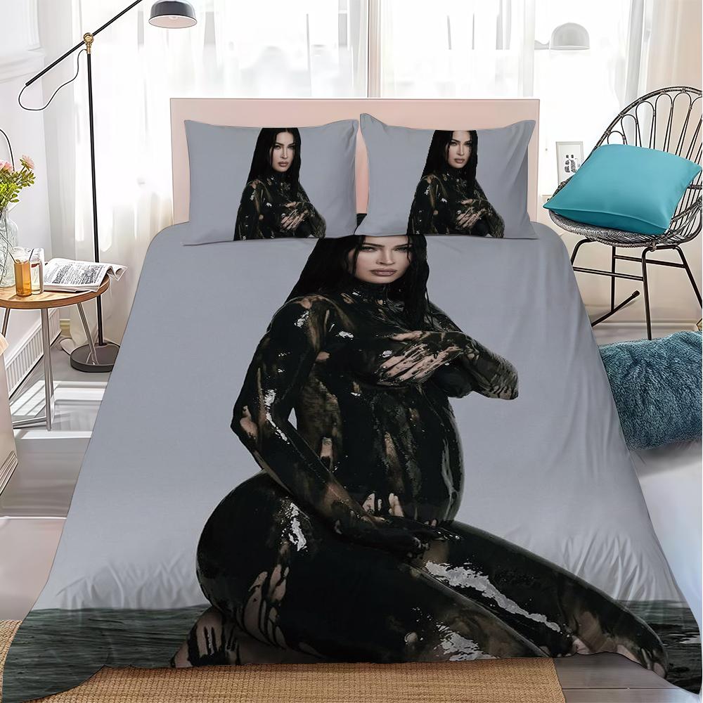 M-Megan Fox Duvet Cover Set Home Style Bedding Soft Laundry Cotton Bed 3 Piece Set Student Dormitory Gift