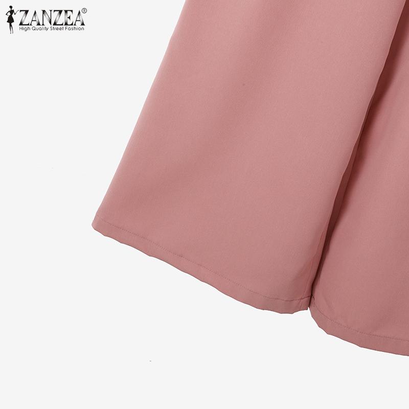 ZANZEA Women Patchwork Short Sleeve Blouse and Pants Summer Two Piece Suit Sets