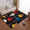Colorful Guitar Pattern Carpet with Musical Theme Black Background Suitable for Use As an Anti-slip for Living Room Bedroom Sofas